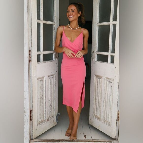 NWT Hello Molly Quiet Dancer Midi Dress in Pink - Picture 1 of 15